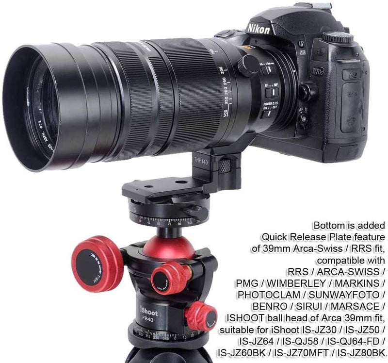 iShoot Lens Collar Replacement Foot Tripod Mount Ring Base Compatible with Panasonic Leica DG Vario-Elmar 100-400mm f/4-6.3 ASPH Power OIS, Lens Support Bracket with Arca Fit Quick Release Plate - Image 5